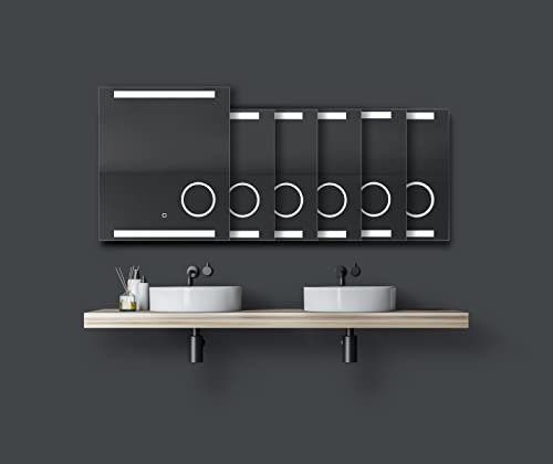 Talos King LED Badspiegel 60x70 cm mit Beleuchtung – Wandspiegel mit beleuchtetem Kosmetikspiegel – Spiegel mit neutralweißem Licht – Beleuchteter Badezimmer Spiegel mit Digitaluhr