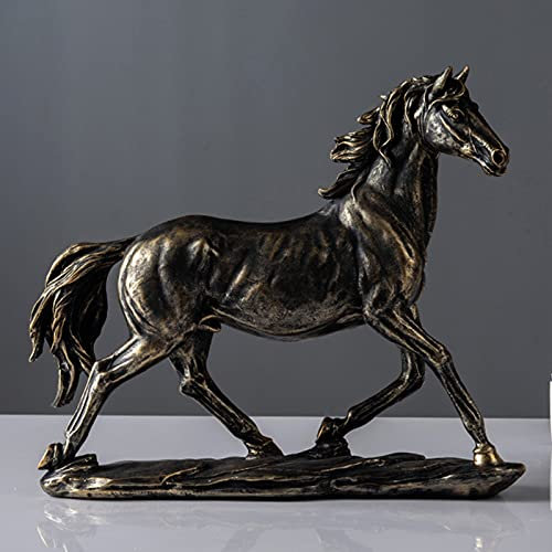Tierskulptur Pferde Statue Deko 29.3Cm Home Pferd Statue Handwerk Modell Für Privatpersonen Gästezimmer Restaurant Schreibtisch Skulptur Innendekorationen,Bronze
