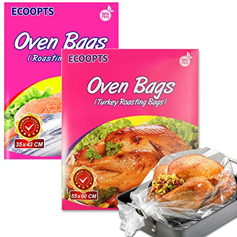 ECOOPTS 10×Turkey Oven Bags Large Size +15×Cooking Roasting Bags for Turkey Meat Ham Seafood Vegetable