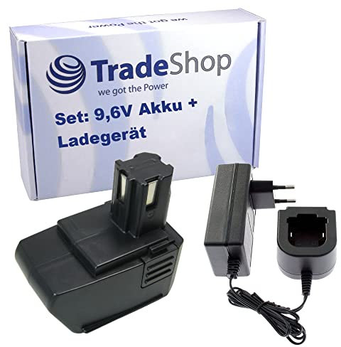 Trade-Shop 2in1 Set: NI-MH Akku 9,6V / 2000mAh + Ladegerät inkl. Netzteil für Hilti SF-100 SF-100A SB-10 BD-2000 ersetzt SPB105 00315078 00334584