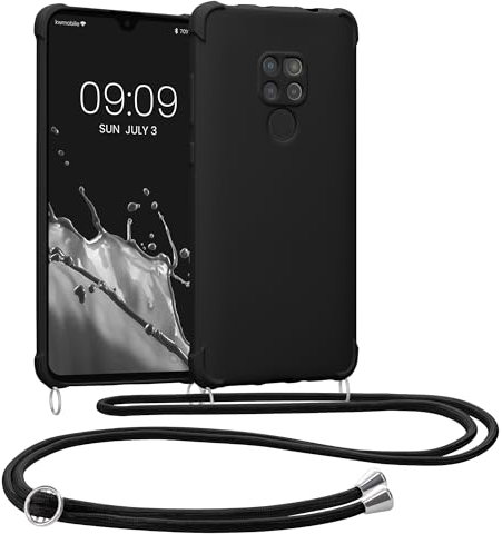kwmobile Necklace Case kompatibel mit Huawei Mate 20 Hülle - Cover mit Kordel zum Umhängen - Silikon Schutzhülle Schwarz