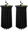 YMHPRIDE 2er-Set Schwarz Stehtisch Hussen Stretch Stehtisch Tischdecke mit Rock, 80×110cm Runder Cocktail-Tischrock, Bistrotisch-Bartisch-Abdeckung für Party, Hochzeit, Banketttisch