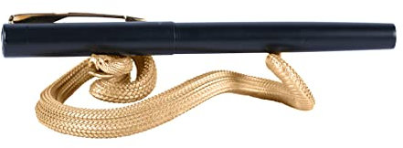 COPPERTIST.WU Portaplumas Serpiente de Cascabel, Porta Incienso Serpiente, Adornos Originales Hechos a Mano para la Oficina y el Hogar, Organizadores de Escritorio y Accesorios (Latón)
