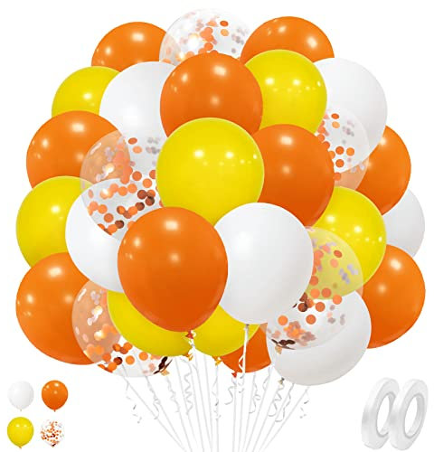 Palloncini Gialli Arancioni, 50 Pezzi Palloncini In Lattice Di Elio Giallo Arancio Da 12 Pollici Con Palloncini Di Coriandoli Arancioni Per Ragazze Ragazzi Compleanno Battesimo Decorazioni Per Feste