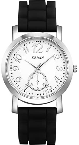 JewelryWe Uhren Damen Analog Quarz Armbanduhr Klassisch Einfach Beiläufige Uhr mit Silikon Armband Schwarz