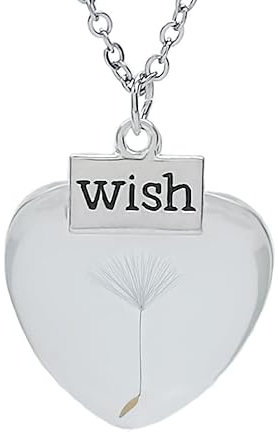 Aloha Collana Dente di leone Esprimi un desiderio Fiore Vero Soffione Catena in Acciaio Collane Idea Regalo Donna Compleanno Amica by