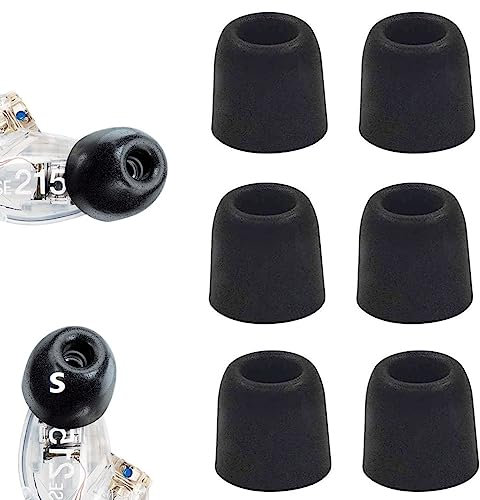 BLLQ Ersatz-Ohrstöpsel aus Memory-Schaum, kompatibel mit Shure SE215, AONIC 215, SE112, SE315, SE425, SE530, SE535, Geräuschunterdrückung, 6 Stück, 3 Paar [kleine Größe] 524S