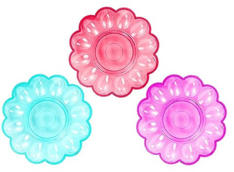 Mobestech 3 Uds Bandeja De Almacenamiento De Huevos Platos De Plástico Para Llevar Recipientes De Comida Con Tapas Contenedor De Aperitivos Portador De Huevos Rellenos Con Tapa Plato Para