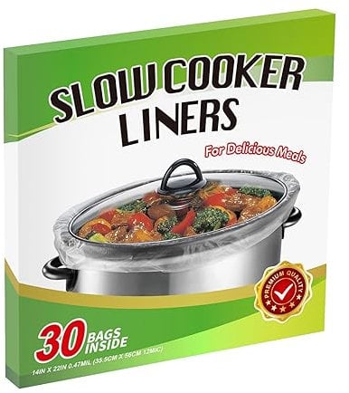 30 × Slow Cooker Liner und Kochbeutel, extra große Kocheinlage, Einweg-Topfbeutel, passend für 6QT bis 10QT für Slow Cooker, ovale und runde Töpfe 35,6 x 55,9 cm/Tasche