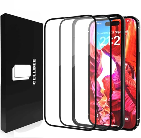 CELLBEE Panzerglasfolie Kompatibel mit iPhone 15 Pro Max für Panzerglas Displayschutzfolie The Curved, inkl. Applikator, Force Treatment, Unsichtbar, Premium, 4D Schutzfolie, Glas Panzerfolie 2 Stück