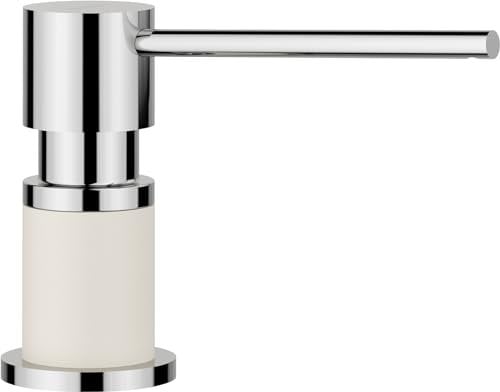 BLANCO LATO Spülmittelspender in softweiß/chrom | Passend zu allen BLANCO-Küchenarmaturen | Bequem von oben zu befüllen | Spüli | Seifenspender | 35mm Lochbohrung erforderlich | Flascheninhalt 300 ml