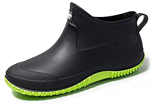 Lyuu Wellington - Scarpe da giardino unisex, impermeabili, leggere, per camminata all'aperto, alla caviglia, da uomo o da donna, Nero verde, 45.5 EU