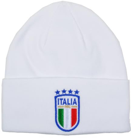 FIGC Unisex 253045 Beanie-Mütze, Weiß, One Size