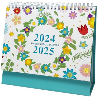 Kalender 2024, Tischkalender 2024-2025, 18 Monatsplaner, Tischkalender Januar 2024 - Juni, 365 Tage Countdown-Kalender für Zuhause, Büro, Schule
