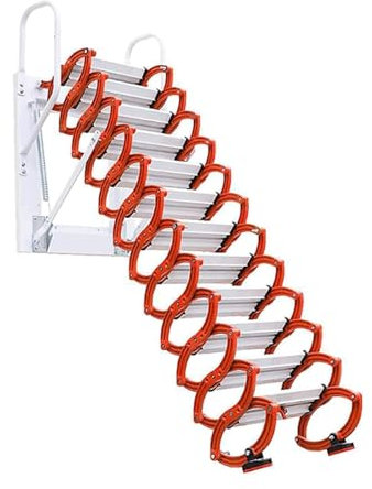 EYPKPL Manuelle Dachbodentreppe, wandmontierte Dachbodentreppe, breite Stufen, Dachbodenleiter, stabile Dachbodenleiter, einfach zu installierende Klappleiter