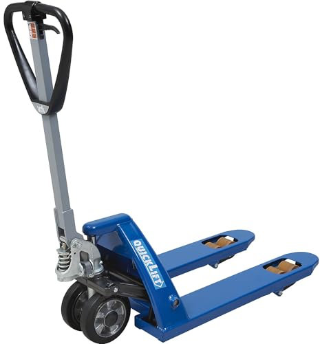 eurokraft | Paletthubwagen mit QuickLift | Vollgummi Polyurethan Rollenausstattung | Gabellänge 810 mm