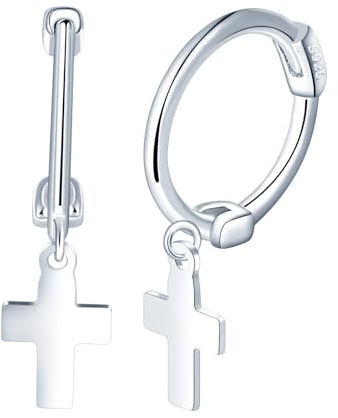 Yumilok Damen Ohrringe Ohrstecker Kreuz creolen Drop Dangle klein 925 Sterling Silber Huggie Knorpel Piercings Für Frauen