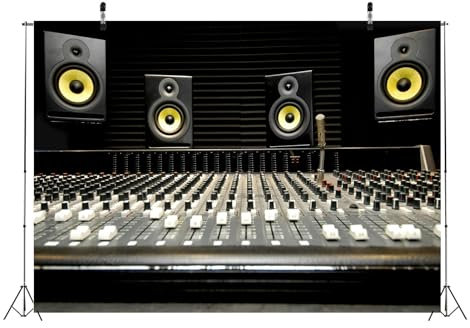 BELECO 5x3ft Fabric Music Speaker Backdrop Mixing Console Speaker Boombox Record Studio Music Background Musical Theme Party Decorations Birthday Shoot Photo Studio Props Wallpaper
