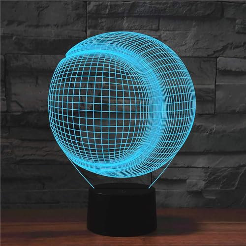 KINGCOO 3D Illusion Tischlampe Nachtlampe, LED 7 Farben ändern Touch Switch Schreibtischlampe Nachtlichter Schlummerleuchten für Kinder Valentinstag Geburtstags Geschenk (Tennis)