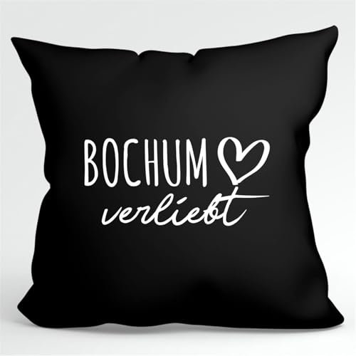 Huuraa Kissenbezug Bochum verliebt Geschenk 40x40cm Black Baumwolle Bochum Präsent