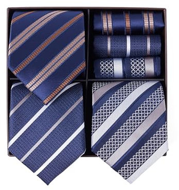BRERA 67 - Coffret Cadeau Homme: 3 Cravates et 3 Mouchoirs de Poche, Accessoires Costume, Pochette Homme Avec Cravate, Cadeau Mariage Original