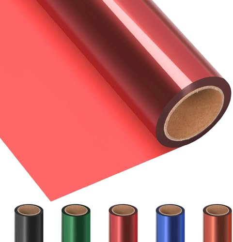 Mardatt Cellophan Wrap Roll Rote transparente Cellophan Wrap Roll Extra breite Cellophan Roll Geschenkverpackung Cellophan Roll für Geschenkkörbe Urlaub Dekoration Sträuße