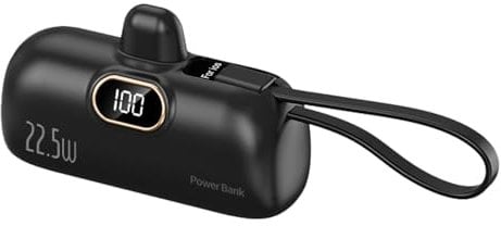 Battery Pow Bank - 5000mAh Battery Bank | Flashlight Battery Bank with LCD Display | Portable Pow Bank | Phone Battery Bank | Smartphone Pow Bank for Smartphones, Tablets, Laptops (Type C Plug)