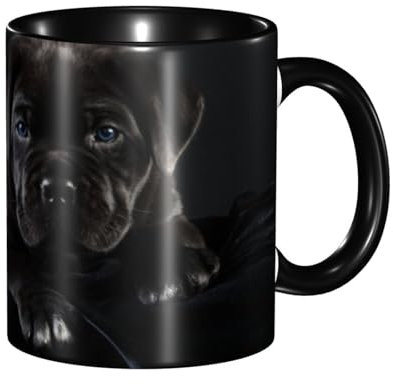 Tasse, 330 ml, individuelle Keramiktasse, Kaffeetasse, Teetasse für Küche, Restaurant, Büro,Cane Corso Pets Welpe Schwarzer Cane Corso