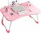 Laptop-Betttisch, tragbar, Schoßschreibtischständer, Leseablage mit USB-Ladeanschluss/Getränkehalter/Stift für/Couch/Sofa (Farbe: Rosa) (Pink)