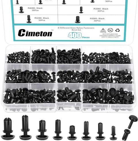 Cimeton 400 Pcs Nylon Push Nieten PCB Schaltung Panel Befestigungen, 2-5mm, Schwarz, Nylon, Rund, Unbehandelt, Automotive Panel Attachment