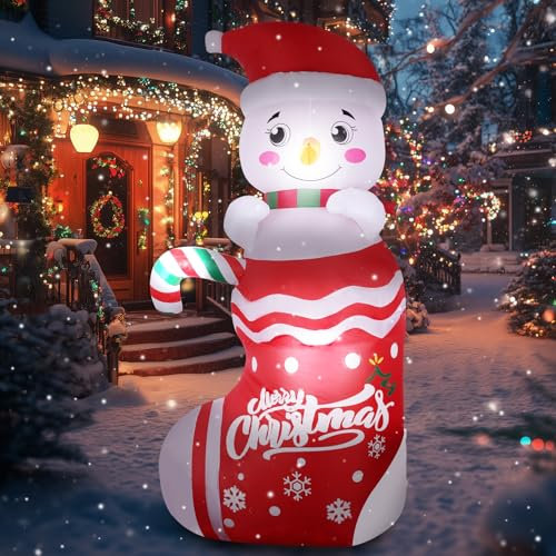 185CM Schneemann Aufblasbar für Weihnachtsdeko Aussen: Weihnachten Deko Außen Groß Weihnachtsdekoration Outdoor Aufblasbare mit LED Beleuchtet, IP44 Christmas Deko Draußen für Garten, Rasen, Terrasse