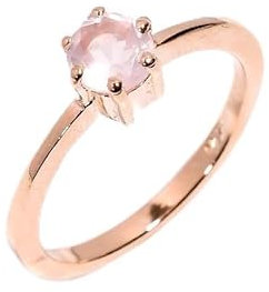 HIMALYA QUARTZ Rosenquarz-Ring, 925er Silber, handgefertigter Ring für Damen und Herren, Naturstein, runde Form, Verlobungsring, Versprechensring, Vintage-Stil, R-045-24-10, Roségold