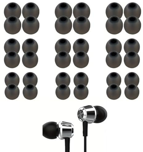Soft Silicone Earbud Tips,9 Pairs Replacement Earbuds for in-Ear Headphones,Grey Earbud Noise Isolation Cover,3 Different Size (S/M/L,Compatible With Inner Hole from 4.5mm - 6mm Earphones)