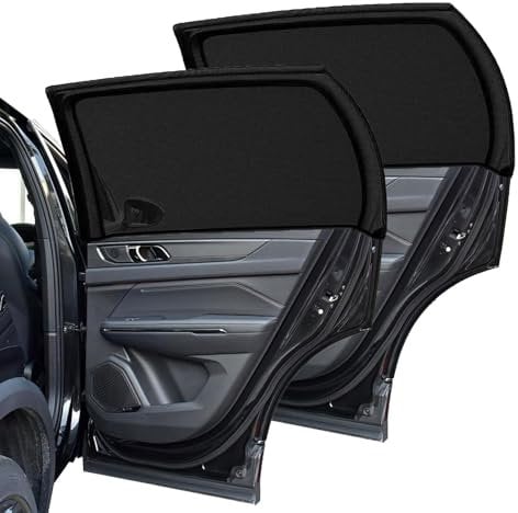 Zueyen - Juego de 2 ventanas laterales para el sol, niños adultos de compañía, mosquitera, malla Uv protección solar universal (SUV – ventana lateral trasera, 64,5 x 64 cm)