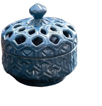 LVYUDS Home Kitchen Kartoffel Aufbewahrungsbox Aus Keramik im Antik-Look, Multifunktionaler Zwiebel Aufbewahrung, Ornamente Dekorative Zwiebeltopf(Blau)