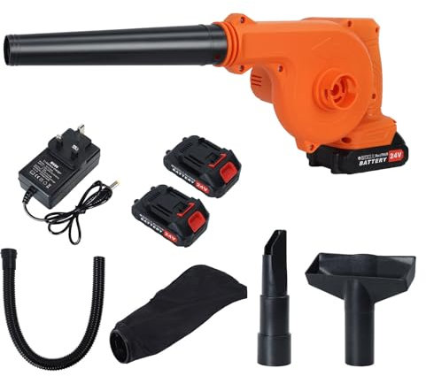 wirlsweal Cordless Leaf Blower, 21V Electric Leaf Blower with Battery and Charger Portable Multifunctional Mini Handheld Leaf Blower &Vacuum for Lawn Care Dust/Snow Blowing Orange Orange