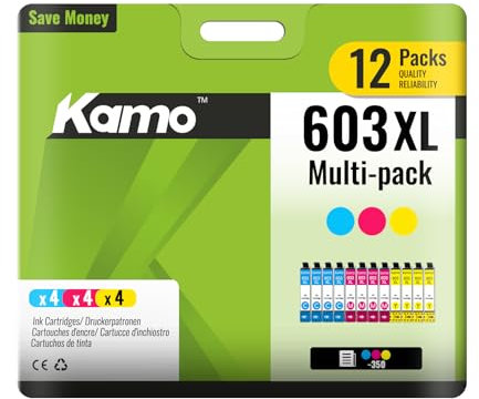 kamo 603 XL Druckerpatronen Kompatibel mit Epson 603 603XL Patronen Multipack (12er-Pack), für Expression Home XP-2100 XP-2105 XP-3100 XP-3105 XP-4100 XP-4105, Workforce WF-2810 WF-2830 WF-2835