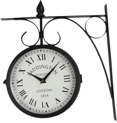 Fenteer Doppelseitige Wanduhr, Bahnhofsuhr, Dekor Retro, antike dekorative Uhr für Heimdekoration, Einweihungsgeschenk