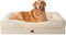 EHEYCIGA Orthopädisches Hundebett Grosse Hunde, 106.5x76x18.5cm, Memory Foam Waschbar und Wasserdicht Hundekorb mit 4 Rändern, Hundesofa Hundecouch rutschfest, Beige