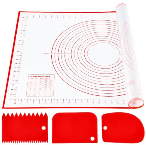 Nifogo Tapis de Cuisson Patisserie Silicone 70 x 50 cm avec Coupe Pate, Tapis Patisserie Anti-adhésif Réutilisable avec Mesure pour Fondant Pate Macaron Biscuit