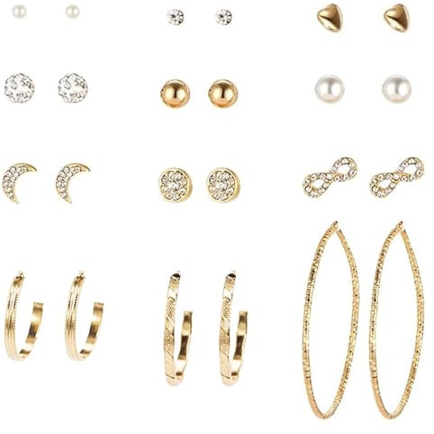 Musedimall 12 PaarOhrringe Damen Set, Kleine Ohrstecker Set Edelstahl Für Ohrlöcher – Allergiefreie Ohrringe für Alltag, Party, Hochzeit, Geburtstag & Weihnachten