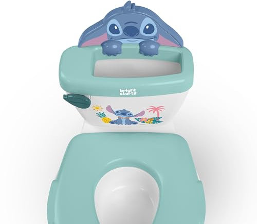 Disney Baby Stitch, My Size Pot de Bright Starts avec sons de chasse d'eau et d'encouragement, protection contre les éclaboussures et poignées intégrées, convient à la plupart des toilettes, unisexe