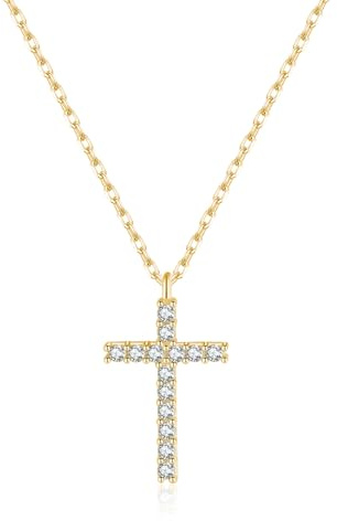 SLUYNZ Solid 925 Sterling Silber CZ Kreuz Kette für Damen Mädchen Zirkonia Kreuz Halskette