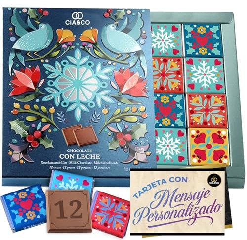Caja Regalo con Chocolates Originales · 12 Chocolatinas de Cacao con Leche · Ideal para San Valentín y Fechas Especiales · Incluye Tarjeta Personalizada para Sorpresas Inolvidables