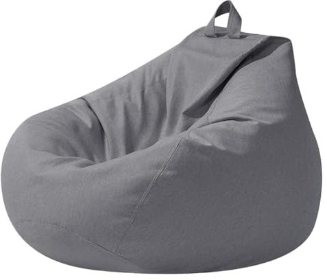 Highdi Sitzsack für Erwachsene, nur Bezug (Keine Füllung), Großer Gaming Sitzsäcke Grey Bean Bag Chair für Outdoor Living Room Decor (90 x 110 cm)