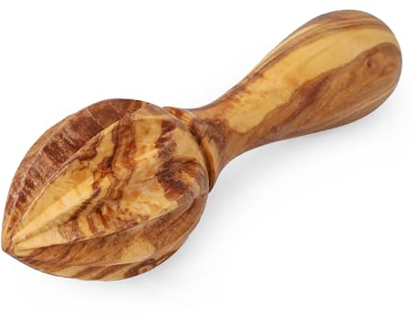 Handgefertigte Zitrusreibahle aus Olivenholz – rustikale Handpresse für Zitronen- und Limettenpresse zum Entsaften, umweltfreundliches Küchenutensil aus Holz (15 cm) + Bienenwachs-Finish