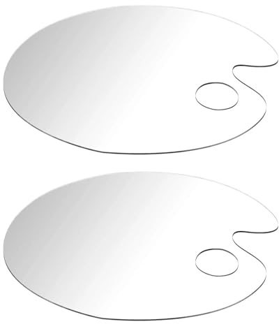dinghaole 2 Stück Klare Acryl Malpalette, Oval Art Palette Mit Daumenloch, Malpalette Mischpalette, Transparent Oval Palette Acryl, für DIY Kunst Malerei, 25×15cm Kunstpalette