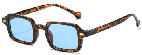 TOIPASTN Lunettes de soleil ovales vintage pour femme et homme, verres UV400 (bleu léopard)