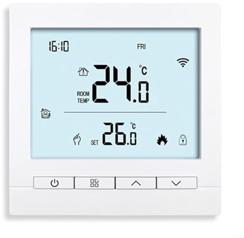 Weißes Smart WiFi Touchscreen Thermostat für Gas-Heizkessel, programmierbare Fernbedienung durch Tuya App, Heimtemperaturregler