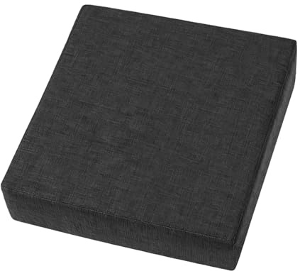 VETOLAKA Memoryschaum Sitzkissen, 50x50x10cm Sitzerhöhung Stuhlkissen, Waschbar, rutschfest, Großes Sitzerhöhung Sitzkissen, Dickes Kissen mit Baumwolle und Leinen Bezug für Liegestühle, Schwarz